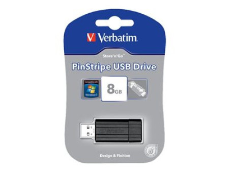 Добави още лукс USB Flash памет USB Flash памет Verbatim 8 GB Store ’n’ Go Pin Stripe черна